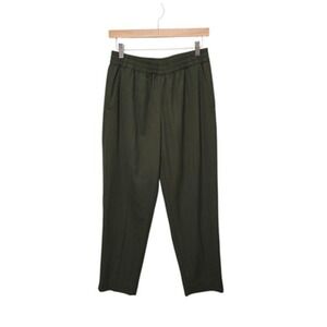 Everlane Pants Womens 4 Olive Green 100% Wool Elastic Waist Tapered Pleated‎